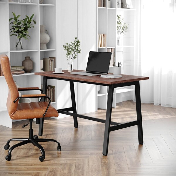 Flash Furniture Redmond 48x24 Conf Tbl w/1in. Thick Dbl Sided Laminate Tbl Top w/PVC and A-Frame Steel Bse, Walnut MT-M4824-WLT-ABF-GG - main